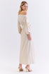 VESTIDO MIDI MANGAS AMPLAS NATURAL